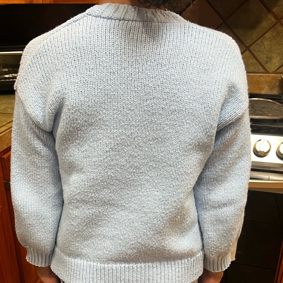 Blue cardigan with daisy on it - Picture 3 of 4